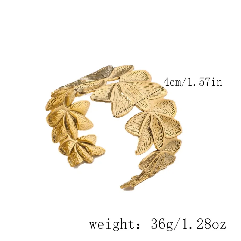 European and American Trendy Stainless Steel Hydraulic Personalized Creative Petal Plated 18K Gold Bracelet&bangles 5
