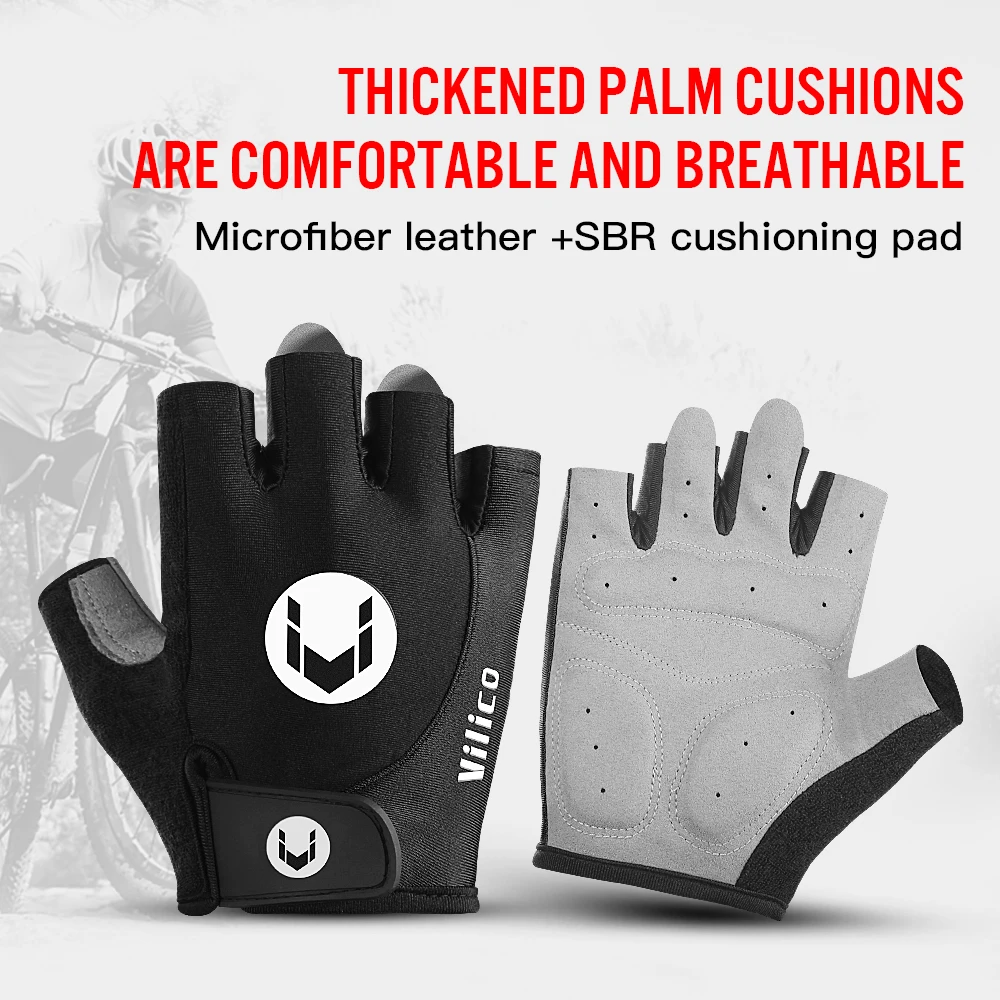 MTB Road Bike Gloves Half Finger Anti Slip Cycling Gloves Motorcycle Men Sport Fitness Bicycle Fingerless Gloves