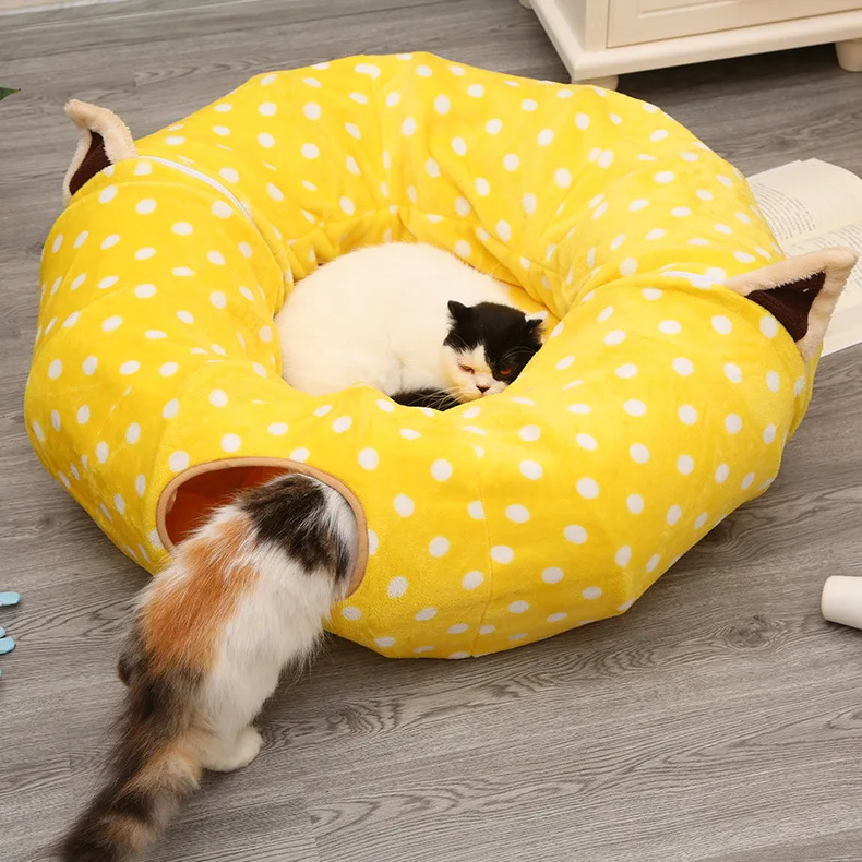 

Pet Cat Tunnel Bed Interactive Play Toy for Ferrets Rabbit Collapsible Play Tube with Ball Indoor Kitten Pet Exercising Tunnel