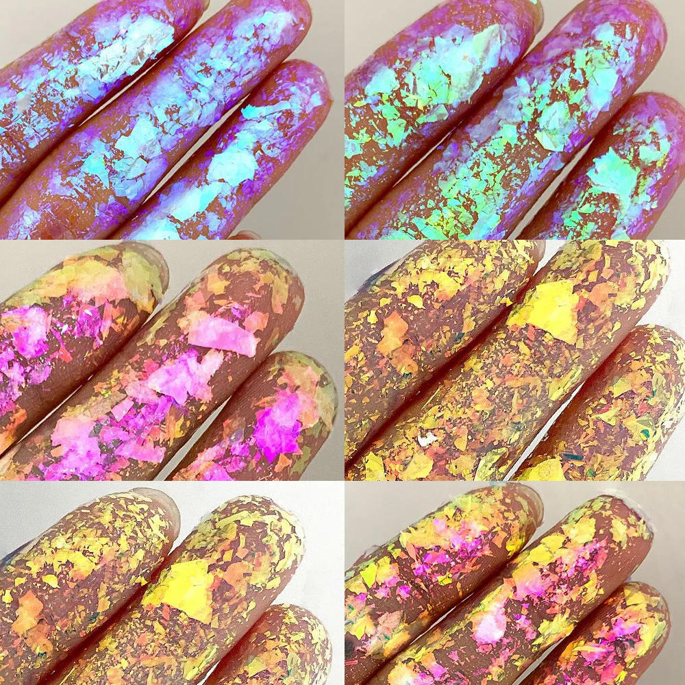 2024'S Chameleon Unicorn Aurora Powder Iridescente Nail Glitter Chameleon Flakes Specchio Magico Chameleon Aurora Manicure Paillettes