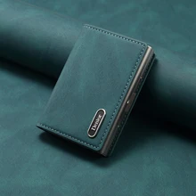 Denior Magsafe 마그네틱 카드 가방, 프레스형 자동 팝업 다기능 카드 박스, 6-10개의 신용카드를 수용할 수 있는 가죽 지갑