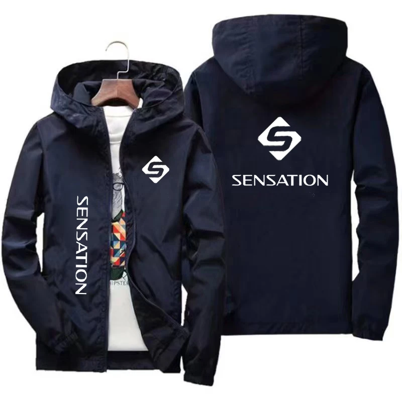 SENSATION new Men's Sports Jacket Spring Fall Outdoor Travel Hiking Jacket Zipper hooded Fishing Sun Protection coat for men2024