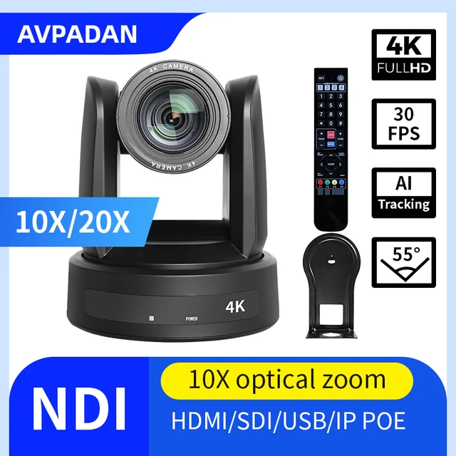 4K 10X/20X Conference Camera NDI SDI USB HDMI IP PTZ Cam Live Streaming Support POE for Church Business Meeting