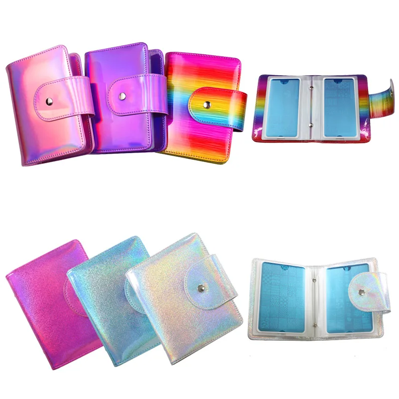 20Slot Laser Nail Art Stamping Plate Holder Nail Stamp Template Holder Album Storage Per 9.5*14.5Cm/6Cm * 12Cm Stencil Case Bag
