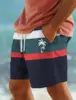 Stripe Palm Tree Men's Resort 3D Printed Board Shorts Swim Trunks Elastic Waist Drawstring Aloha Hawaiian Style Holiday Beach 1
