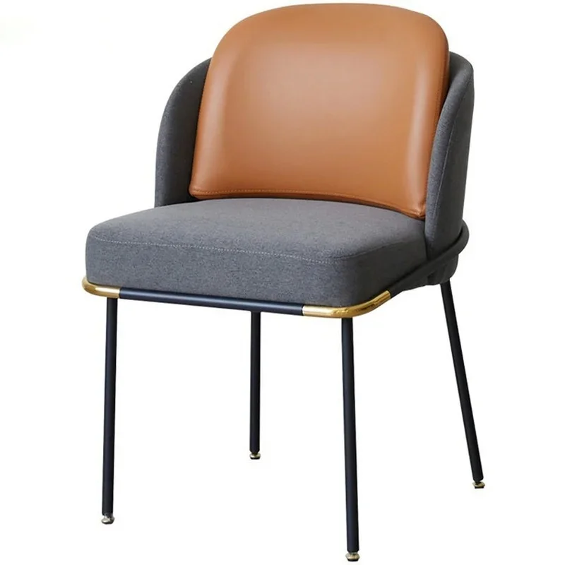 Simple homestay restaurant home living room wrought iron design metal dining chair Nordic hotel cafe single back chair
