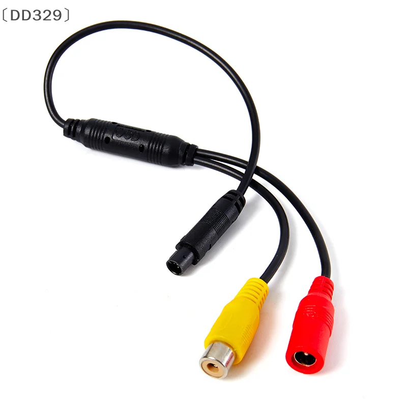 〔DD329〕1Pcs Car Reverse Backup Rear View Camera 4-Pin Male Connector To RCA Wire Power Harness Adapter Car Accessories