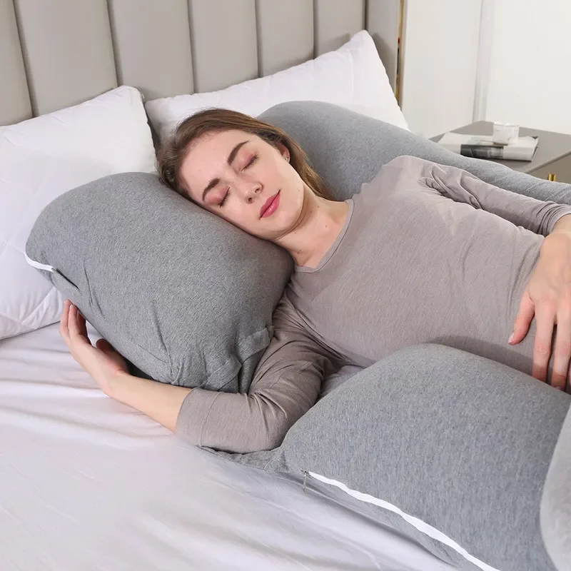 Luxury Knitted Cotton Pillow, 2-in-1 Split Type Pregnancy Pillow, Multi-Functional Nap Pillow with Compressible Bag Wholsale