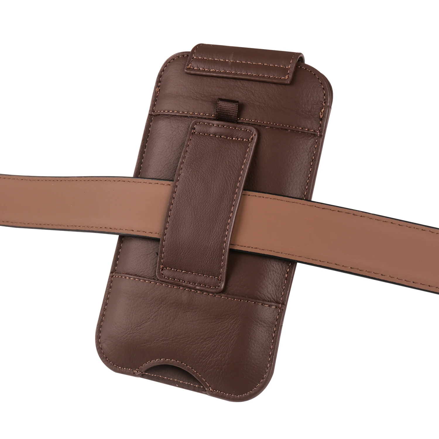 Luxury Cowhide Genuine Leather Belt Clip Case with Card Slots