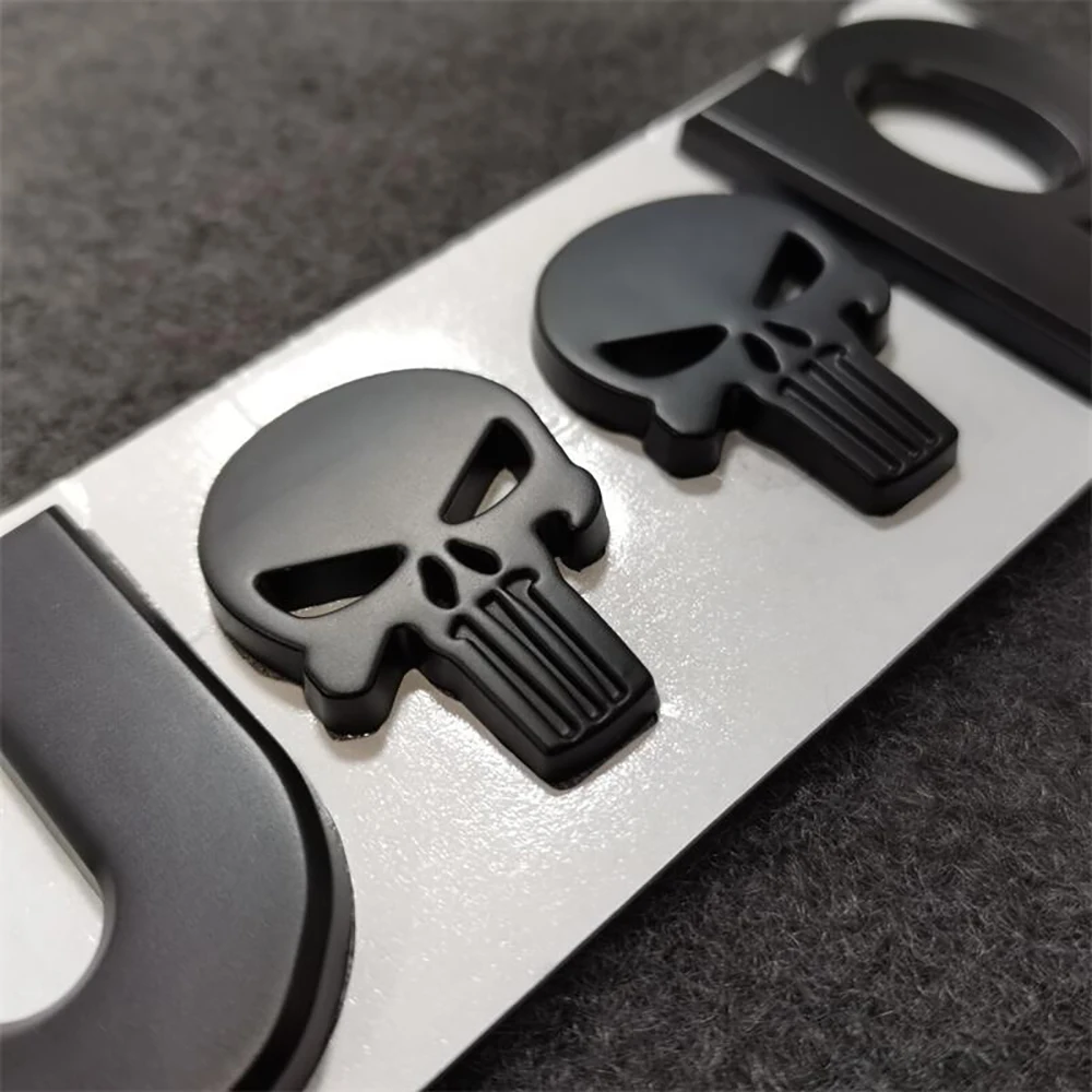 3D Totenkopf-Skull Aufkleber Aus Metall – Für Auto, KFZ, Fenster & Tank, Punisher Design
