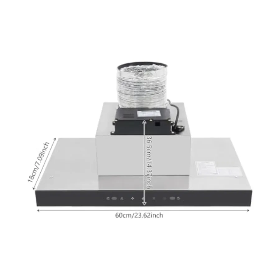 24 inch Under Cabinet Range Hood with 350CFM 3 Speed Exhaust Fan Wall Mount Cooker Hood with LED Light for Kitchen Ventilation