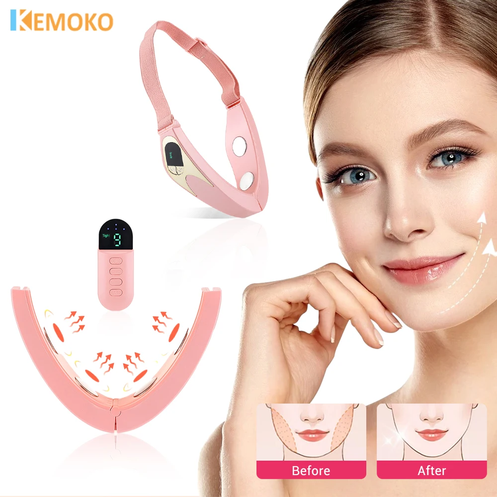 LED Face Lifting Belt V-Line Up Facial Lifter Slimming Vibration Massager Display Double Chin Vibration Massager Beauty Device