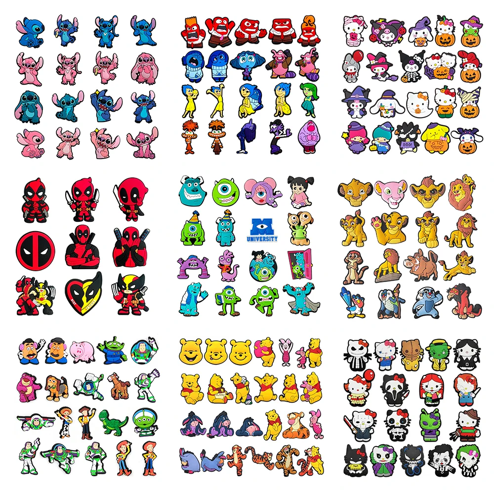 MINISO Disney Sanrio Series Shoe Charms Cartoon halloween Shoes Decoration Accessorie Buckle Fit Clog Sandal Wristband Kid Gift shoe charms shoe decorations