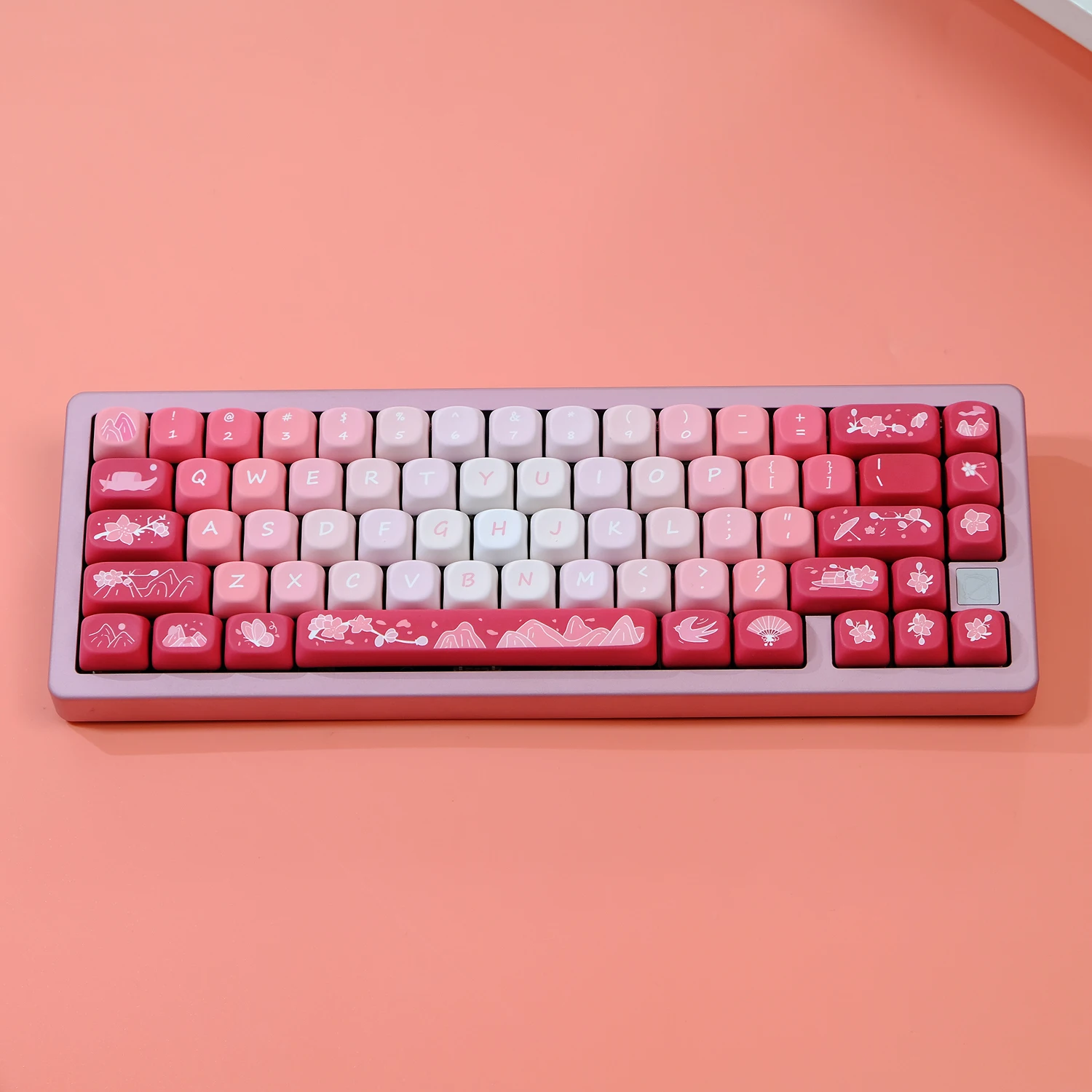 Peach Blossom Gradiente Keycaps Keycap Perfil Moa Sublimação Dye Pbt Teclado Mecânico Interruptor mx 61 68 67 87 84 98
