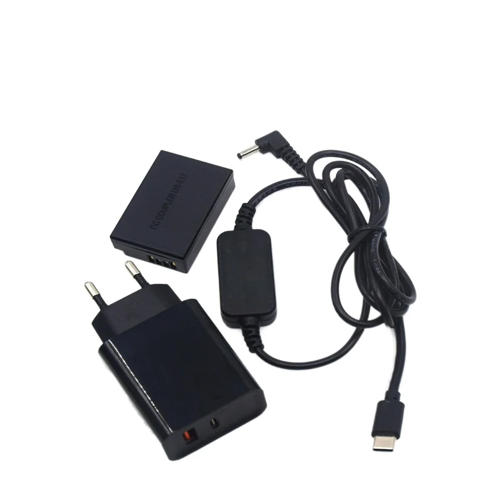 

USB-C DC Cable+Charger PD Type C+DR-E17 Coupler LP-E17 Dummy Battery for Canon EOS M3 M5 M6 EOS-M6 Mark II Cameras