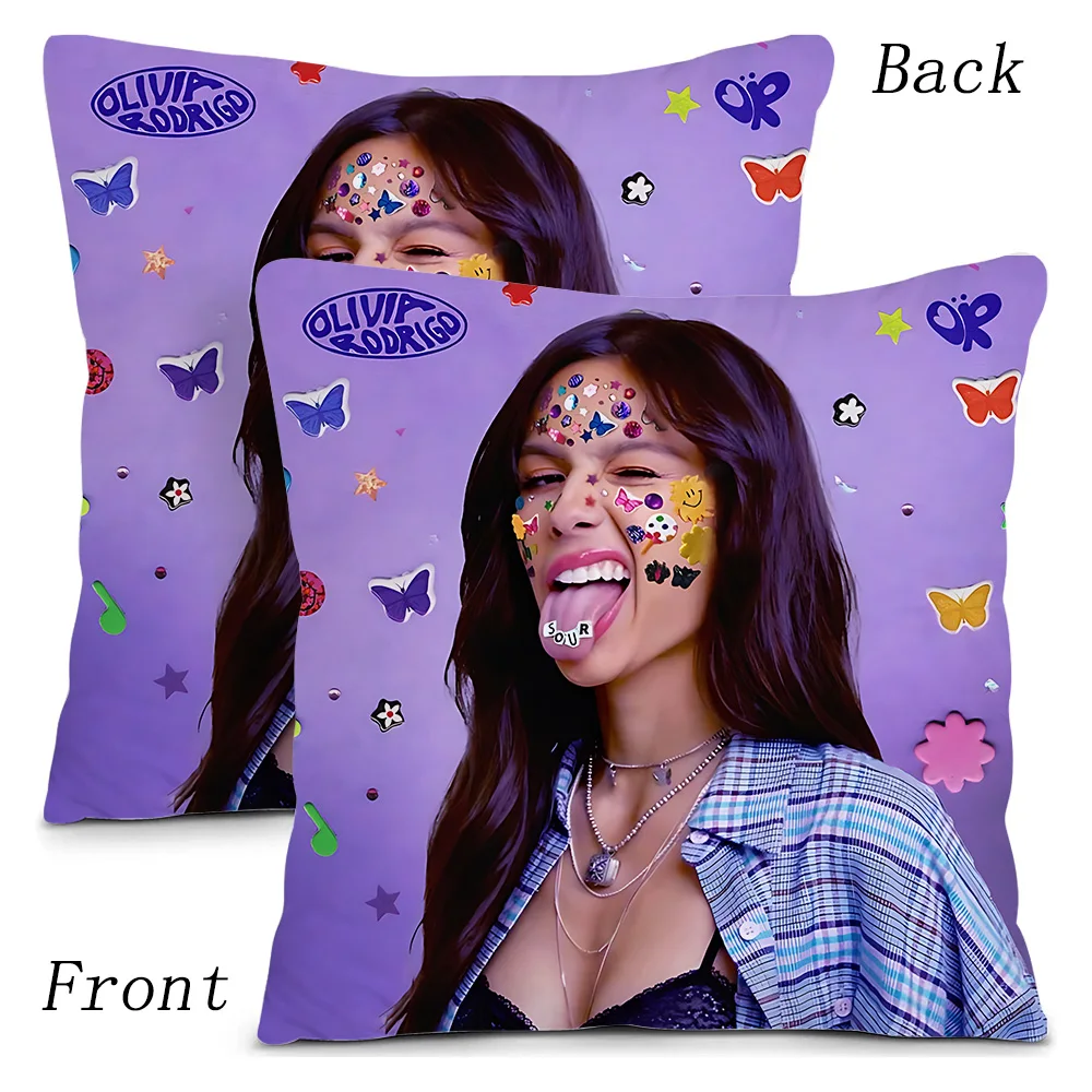 Hot Singer Rodrigos Olivia Sours Pillow Covers Cartoon Sofa Decorative Home Double-sided Printing Short Plush Cute Cushion Cover 4