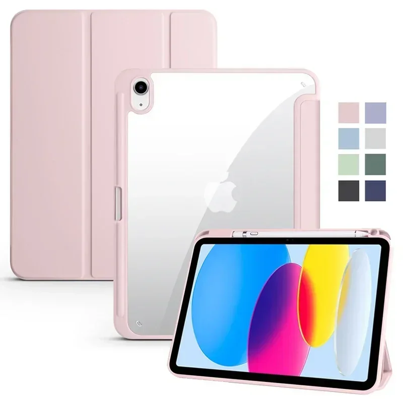 Sleek Trifold Acrylic Clear Back Case with Pen Holder