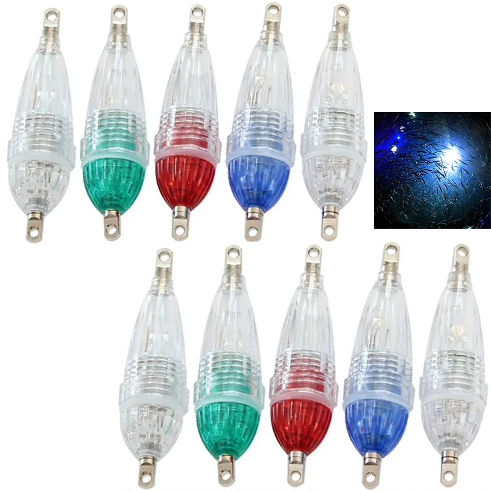 

10Pcs/lot 12cm Deep Drop Underwater Fish Attracting Lure LED Fishing Flash Light Bait Lure Lights/Fish Attractant Green Blue Red