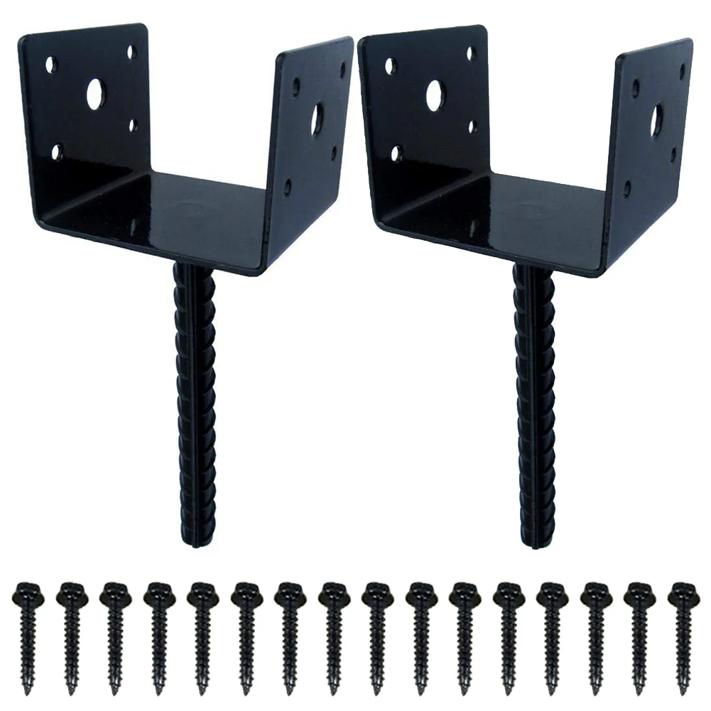 

2pcs U Shape Fence Deck Post Holder Base 4x4 Inches Concrete Anchor With Screws 255*95*85 Mm Gardening Outdoor Living Accessorie