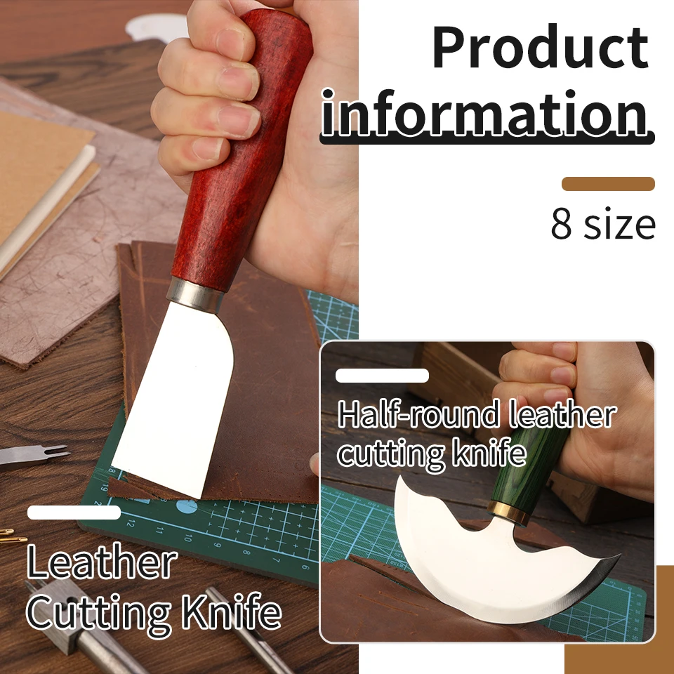 Leather Skiving Knife Leather Skiving Knife with Wooden Handle For DIY Leathercraft Working Tool