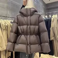 Veste rembourrée en coton pour femme, manteau en duvet, Parkas à capuche, cordon de serrage, taille épaisse et chaude, à la mode, automne hiver 2