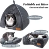 Foldable Dual-use Triangle Cat Nest Closed Cat House Pet Nest Warm and Thickened Deep Sleep Dog Nest Pet Supplies Closed Cat Bed