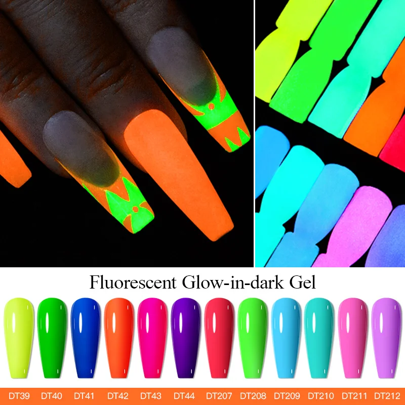 Description Picture 5 of itemMEET ACROSS 7ml Fluorescent Glow-in-dark Gel Nail Polish 12 Colors Semi Permanent Soak Off UV Luminous Neon Gel Varnish Nail Art