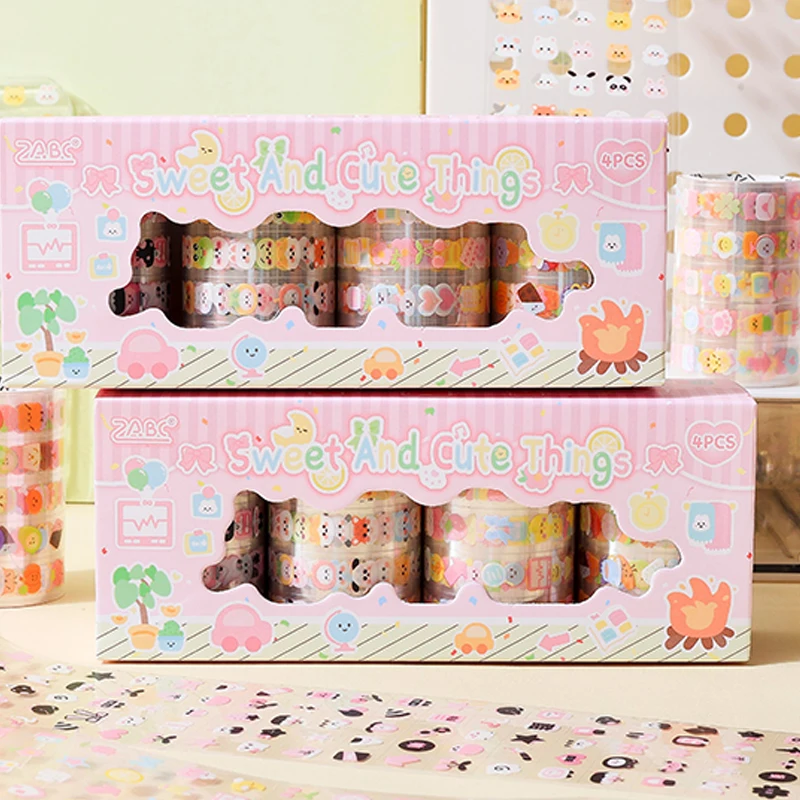 Mr. Paper 4Rolls/box sweet munchkin 테이프 세트 박스 뷰티 테이프 핸드북 재료 DIY 장식 노트 봉투 앨범