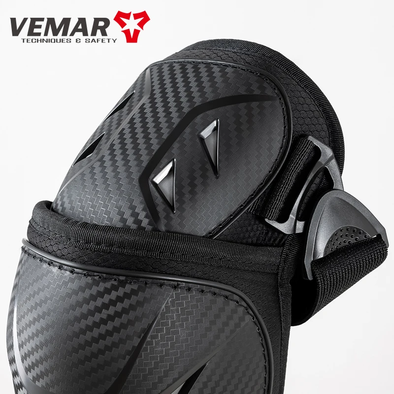 VEMAR 고보호 오토바이 무릎 보호대 ? 2개입 긴 탄소 섬유 패턴 레그 가드 (M-L)
