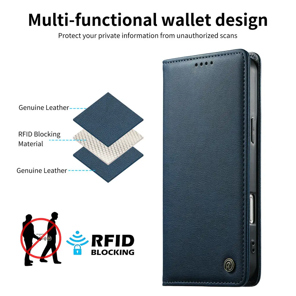 Premium RFID Leather Wallet Book Flip Case with Magnetic Closure