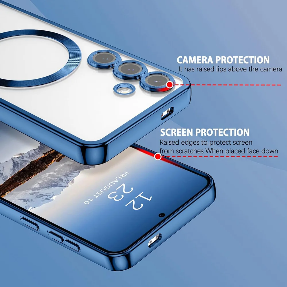 Luxury Magnetic Glitter Plating Silicone Phone Case - Clear and Soft Cover