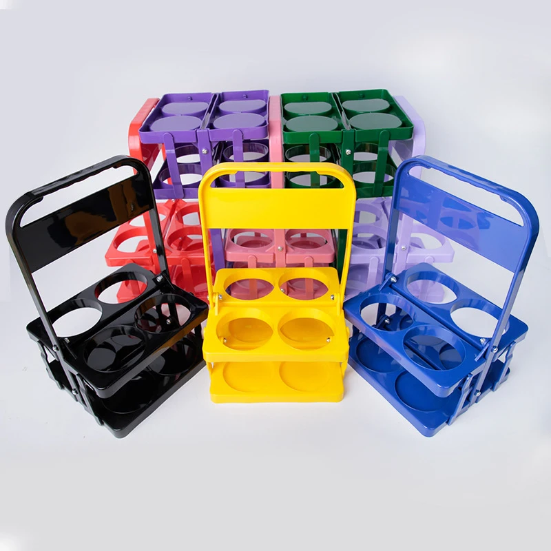 Portable Beer Carrier 4/6 Pack Folding Drinks Holder Six Pack Beer Rack Collapsible Plastic Reusable Wine Cup Rack 2