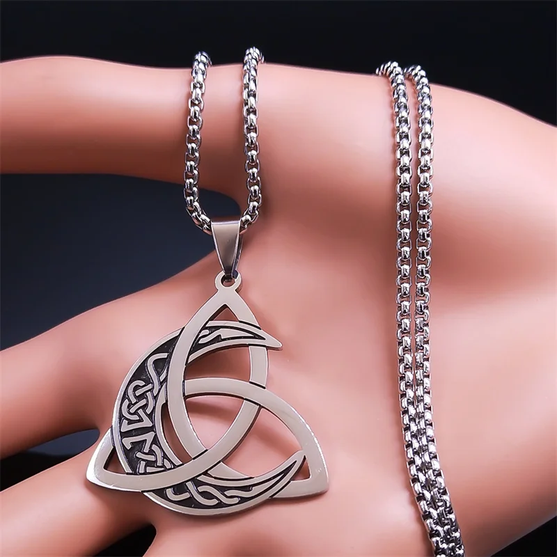 Yongkan Irish Knot Pagan Wheel Necklace – Stainless Steel Triquetra Pendant For Men & Women - View #5