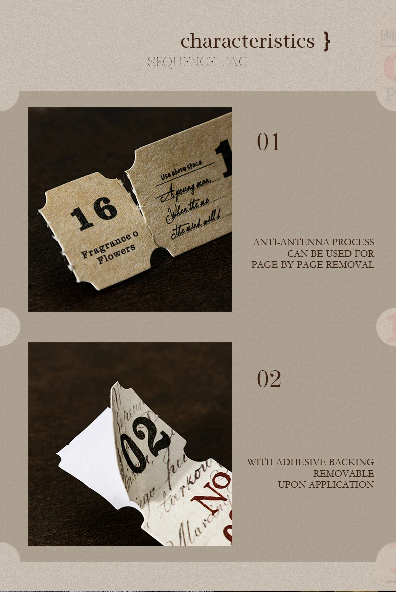 JIANWU Sequence Tag Series Vintage Date Digits Number Label Landscape Material Collage Sticker Creative DIY Journal Stationery