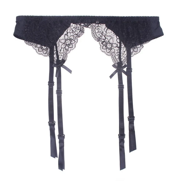 Porte-Jarretelles Femme VicSec Dentelle Noire - Réglable Avec 6 Pinces - Taille L-XL