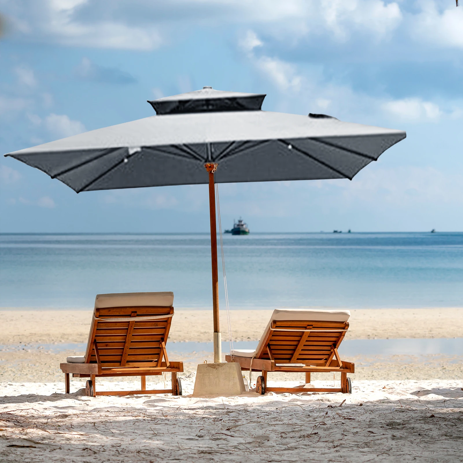3*3m Square Replacement Umbrella Surface Rainproof Fabric Cloth Double Top Outdoor Sunshade Umbrella Roman