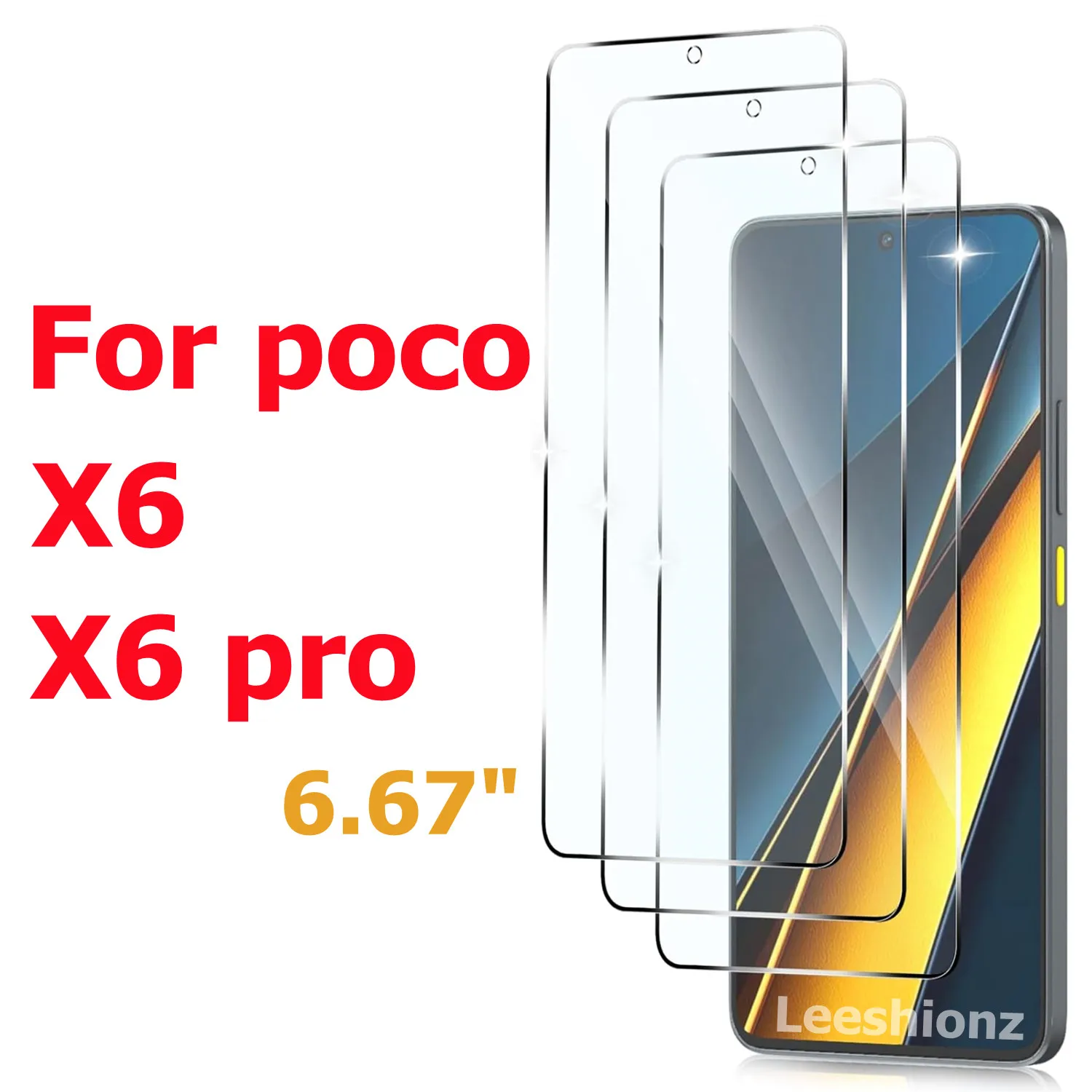 Premium 9H Tempered Glass Screen Protector - Crystal Clear, 6.67 HD Display Protection