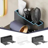 Hair Dryer Storage Shelf Multi-functional Perforation-free Hair Wall Mounted Stand Bathroom Dryer S5Z7 1
