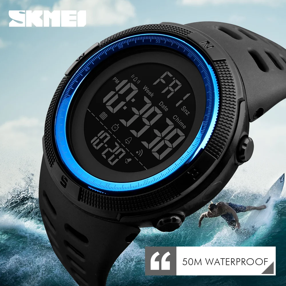 

9 PCS/Set Skmei 1251 Watch alarm clock Chrono 5Bar waterproof digital watch Reloj Hombre outdoor sports watch for men