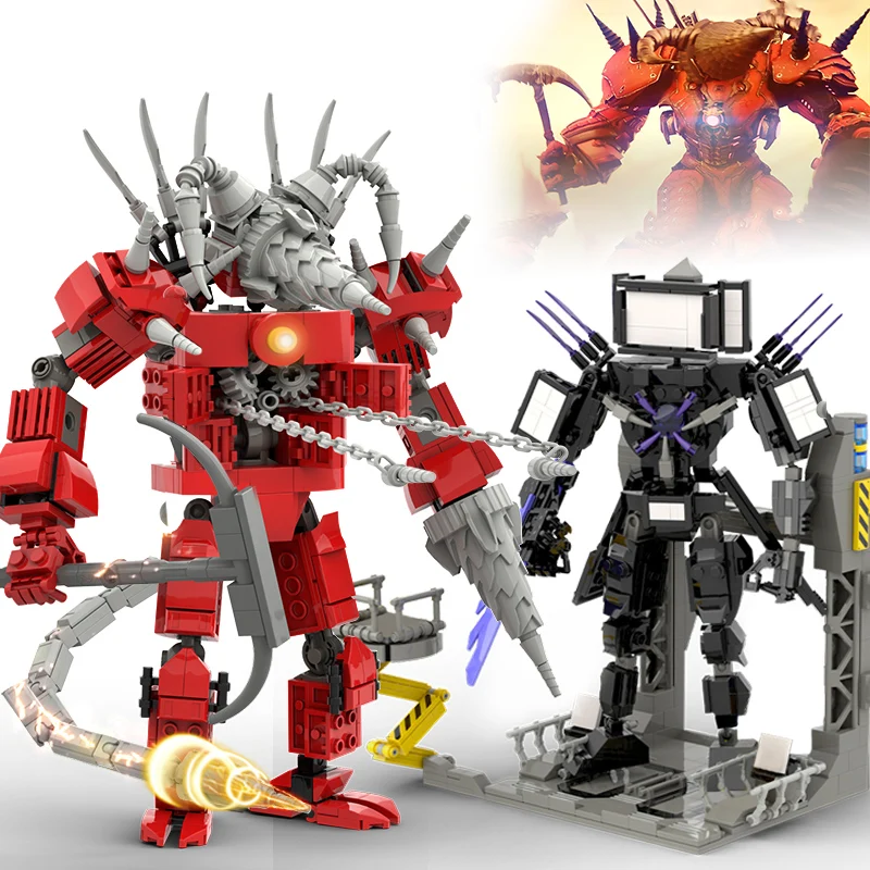 New Skibidi Toilet Building Blocks For Boys Titan Tvman Cameraman Toilet Boss Figure Assembly Bricks Toys For Kid Regali Di Compleanno