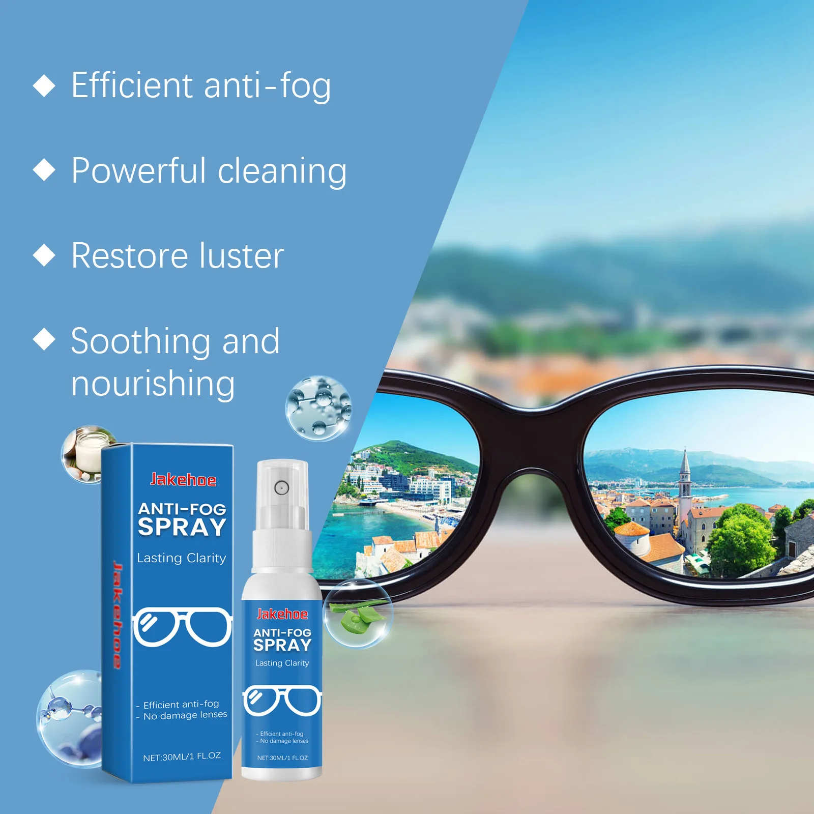 Eyeglass Lens Cleaner Spray Scratch Removal Portable Eyeglass Cleaning Accessories Fog Free Cleaning Spray for All Lenses