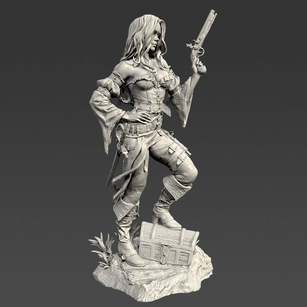 인간 키 38mm 50mm 75mm 카리브해 여성 포수 레진 군인 화이트 모델 TD-7687/3D