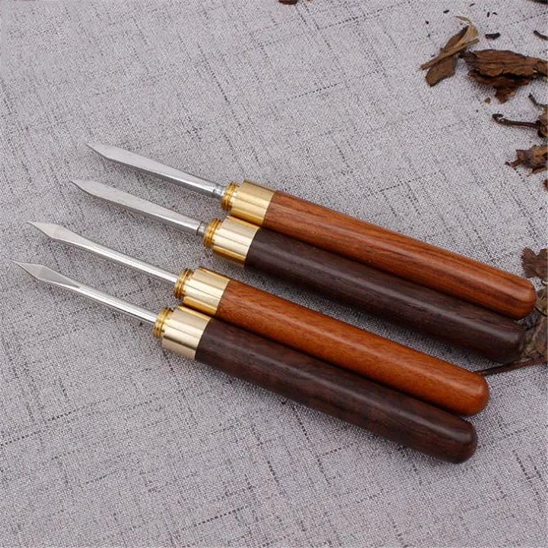 Sandalwood Tea Knife Needle Pick With Wood Handle Puer Tea Tools Cone Needle Breaking Prying Brick Professional Tool, tea cutter,tea needle set