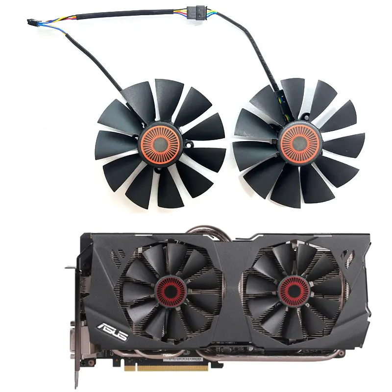 2 вентилятора, новинка для ASUS STRIX GTX970 980 980Ti 780 780Ti R9 380 285 DirectCU II OC, сменный вентилятор для видеокарты FD10015H12S