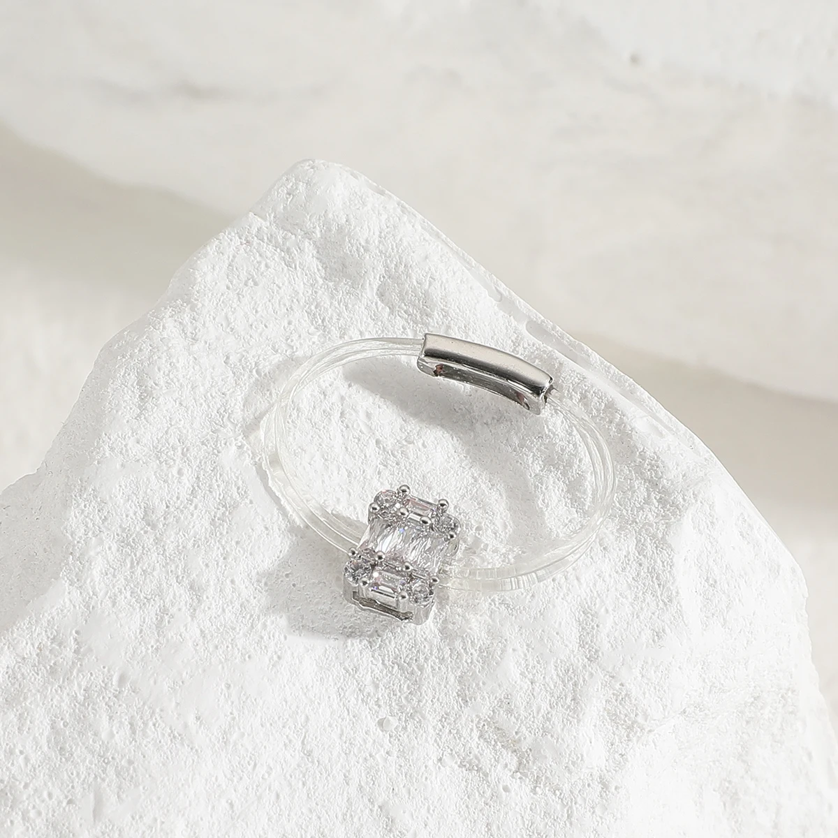 New Hot Sell Sweet Trendy Women's Ring Fashion Invisible Transparent  rope Square Zircon Rings Jewelry for Woman lady  Accessory 3