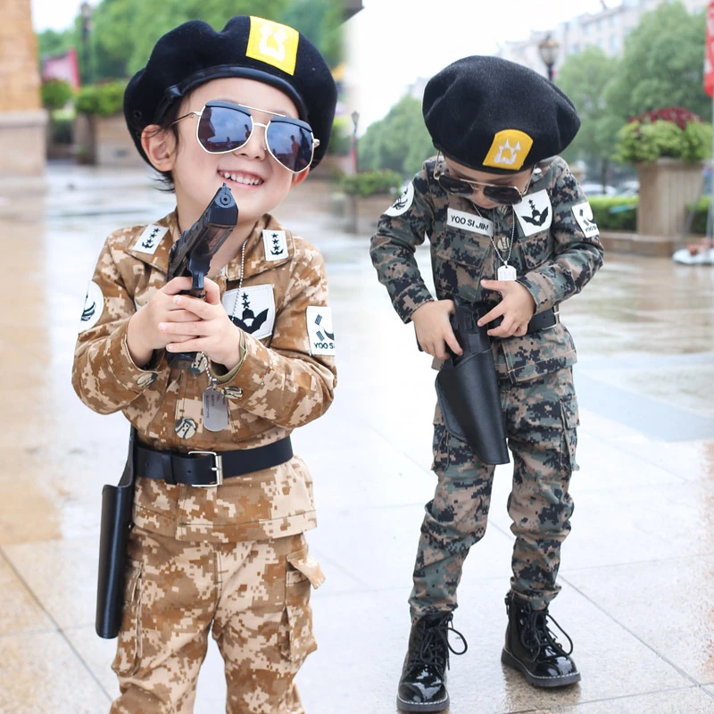 Conjunto de ropa de camuflaje para niños pequeños, uniforme militar, traje  deportivo para niños de 4 piezas, cinturón y sombrero gratis, primavera y  otoño|set de ropa| - AliExpress