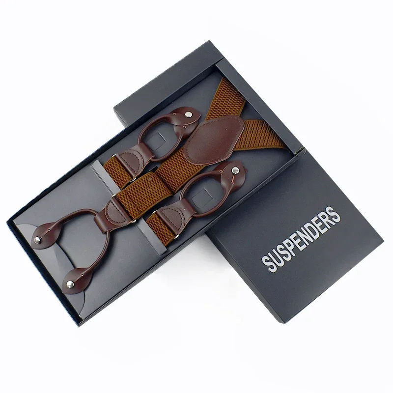 Men's 1 Inch Leather Suspenders | Genuine Leather Y-Back Suspenders With Adjustable Clips & Buttons - View #10