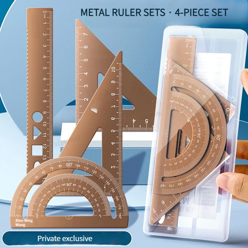 Aluminum Alloy Ruler Stationery Set Multifunctional Combination Ruler Triangle Protractor for Drawing ruler set