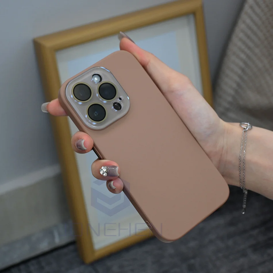 Luxury Crystal Lens Glass Protection Slim Matte Shockproof Case - Solid Color, Hard PC Cover