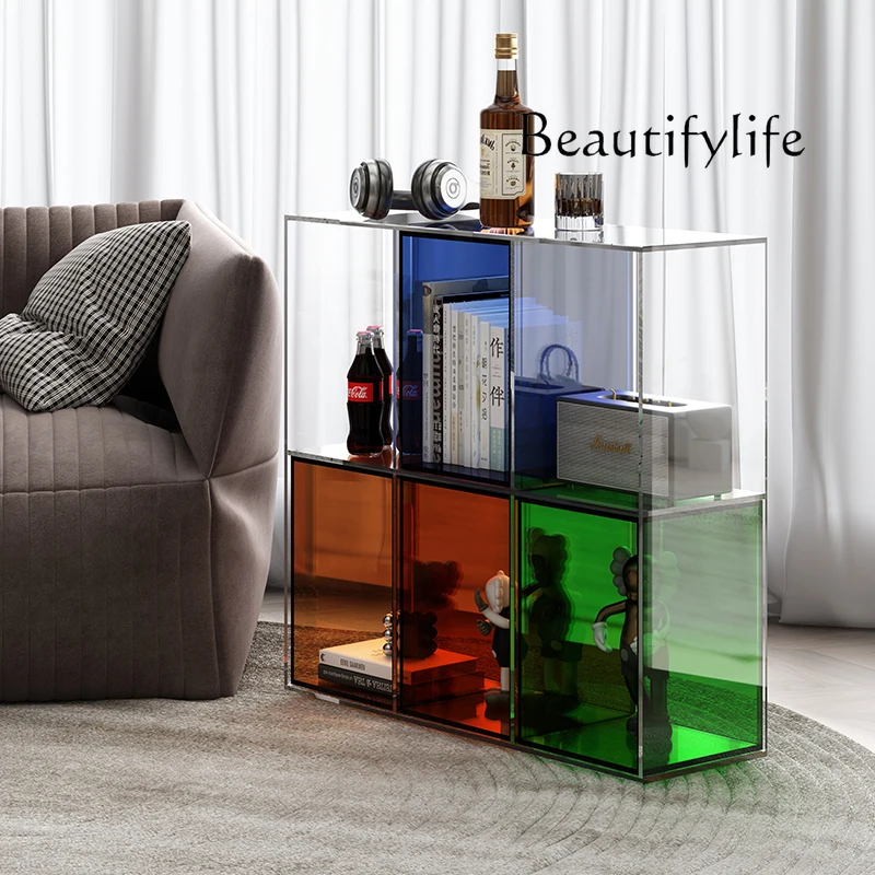 

Light Luxury Floor Acrylic Shelf Living Room Display Rack Study Transparent Decorative Storage Lattice